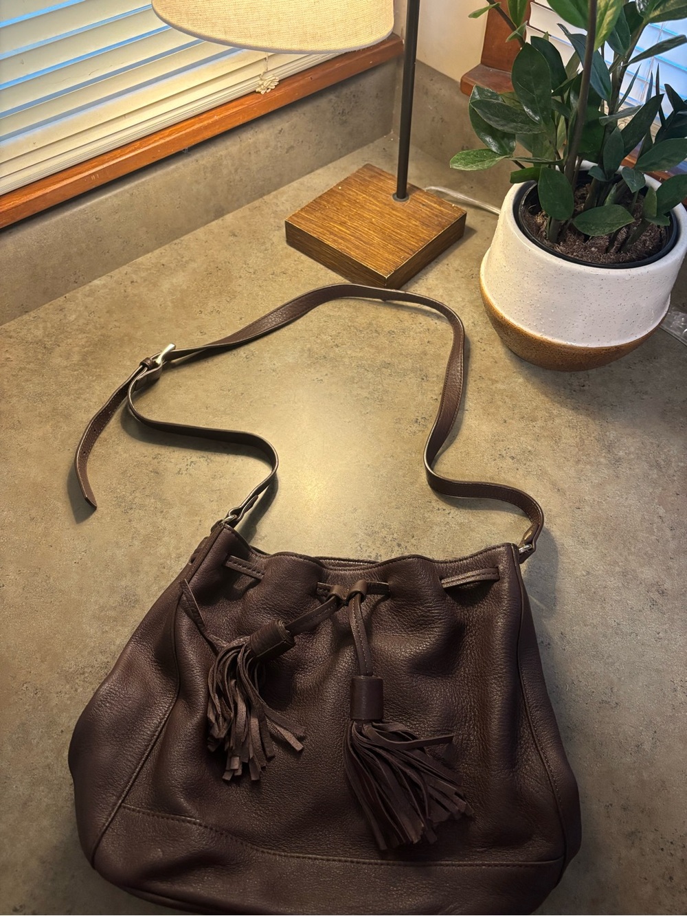 🤎Chocolate Brown Leather Bucket Bag from Talbots